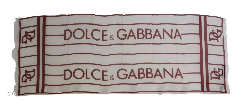 Dolce & Gabbana White Red Printed Wrap Shawl Modal Men's Scarf (Pre-Owned)