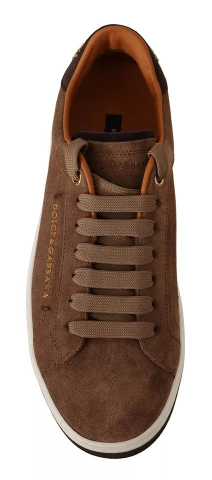 Dolce & Gabbana Brown Suede Logo Low Top Sneakers Men Men's Shoes