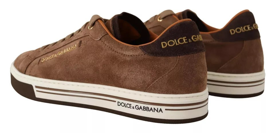 Dolce & Gabbana Brown Suede Logo Low Top Sneakers Men Men's Shoes