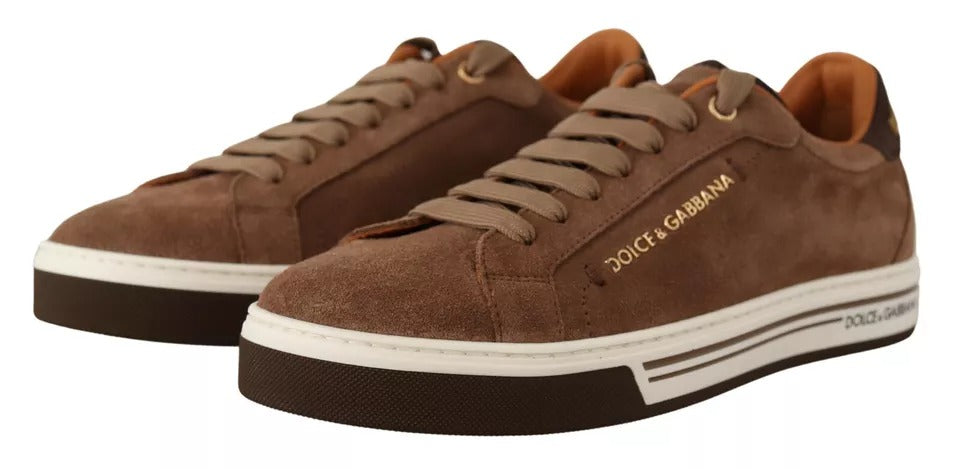 Dolce & Gabbana Brown Suede Logo Low Top Sneakers Men Men's Shoes