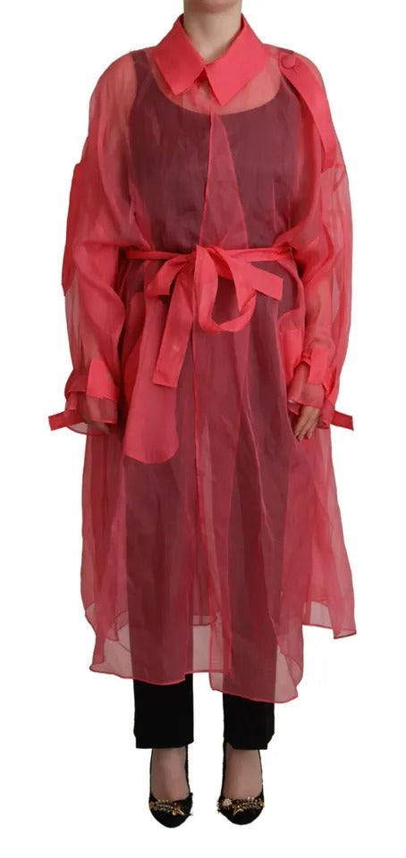 Dolce & Gabbana Pink Silk Organza Belted Coat Women's Jacket (Pre-Owned)