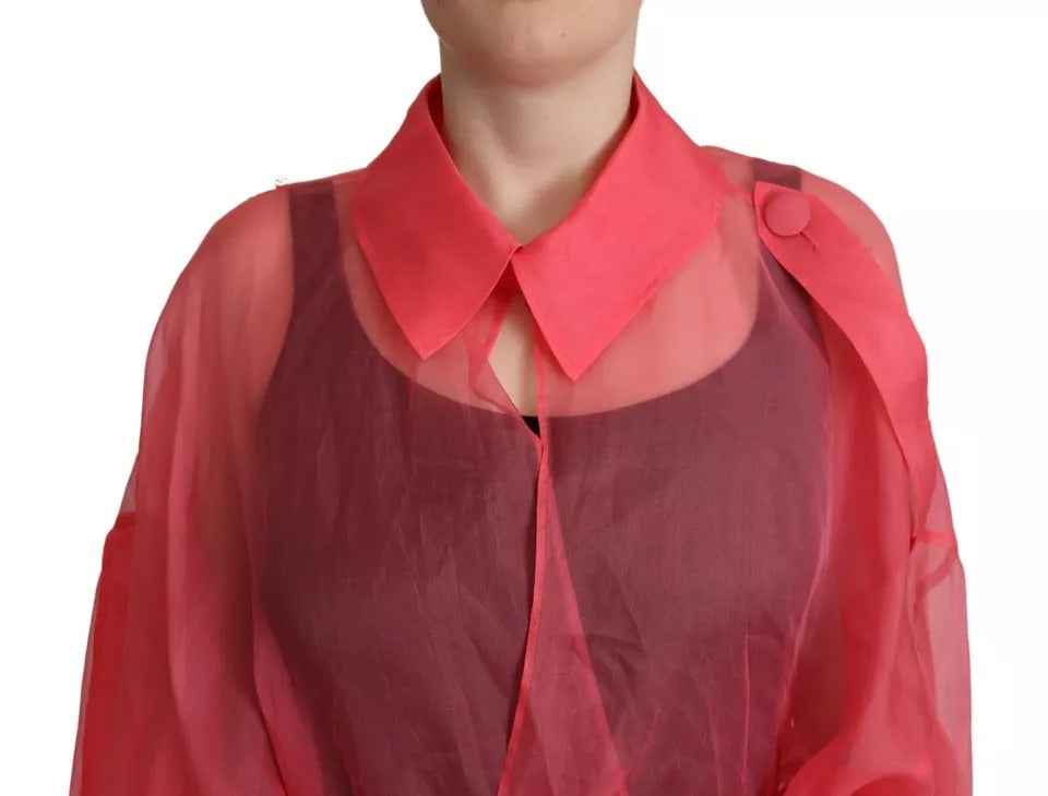 Dolce & Gabbana Pink Silk Organza Belted Coat Women's Jacket (Pre-Owned)