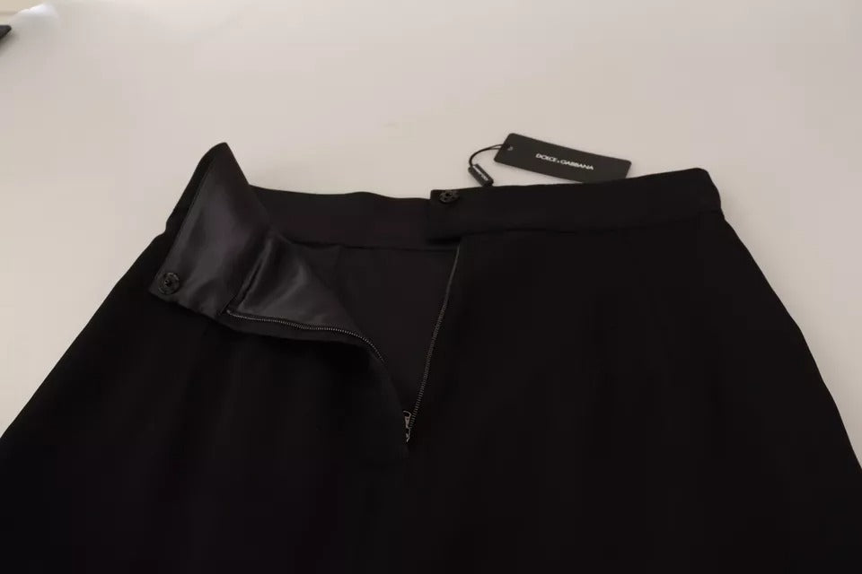Dolce & Gabbana Black Silk High Waist Mini Pencil Cut Women's Skirt (Pre-Owned)