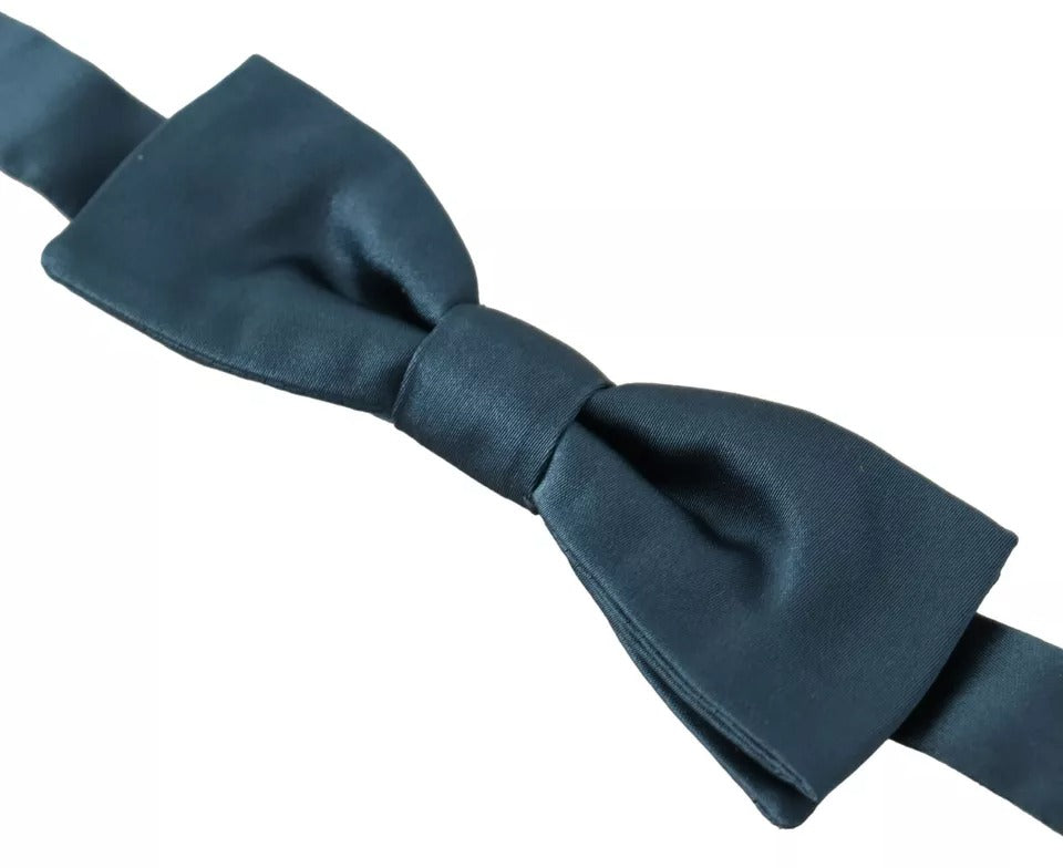 Dolce & Gabbana Blue 100% Silk Adjustable Neck Bow Tie Men's Mens