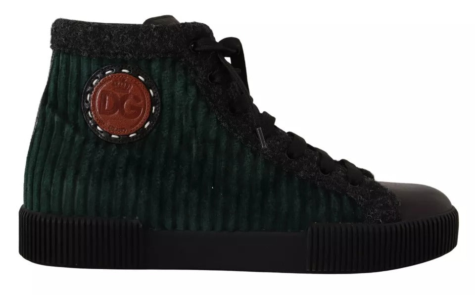 Dolce & Gabbana Green Corduroy High Tops Sneakers Mens Casual Men's Shoes