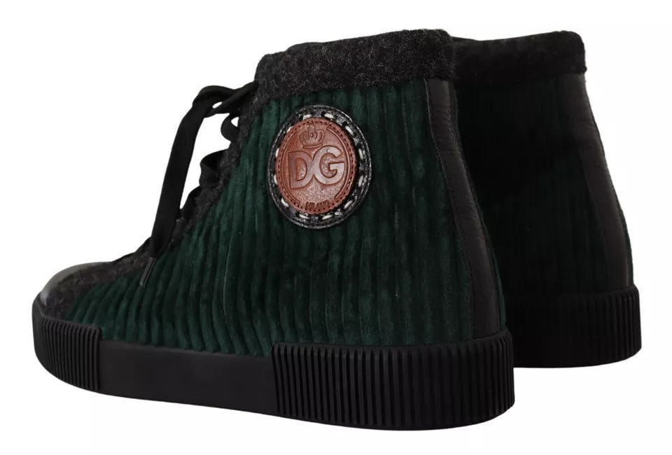 Dolce & Gabbana Green Corduroy High Tops Sneakers Mens Casual Men's Shoes