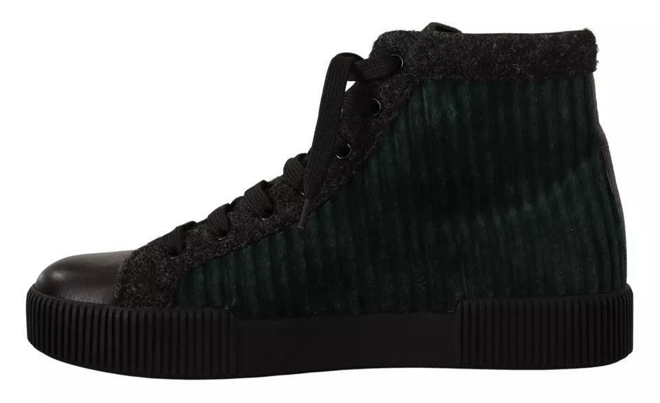 Dolce & Gabbana Green Corduroy High Tops Sneakers Mens Casual Men's Shoes