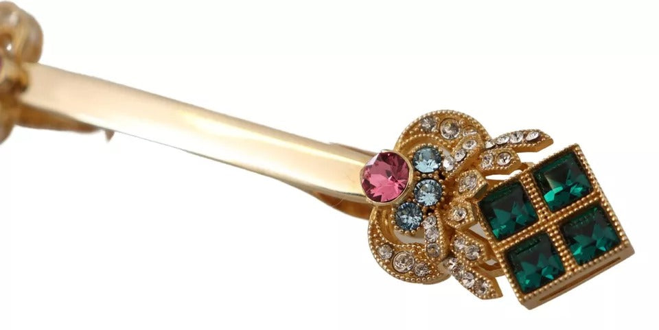 Dolce & Gabbana Gold Plated 925 Sterling Silver Crystal Collar Stop Men's Brooch