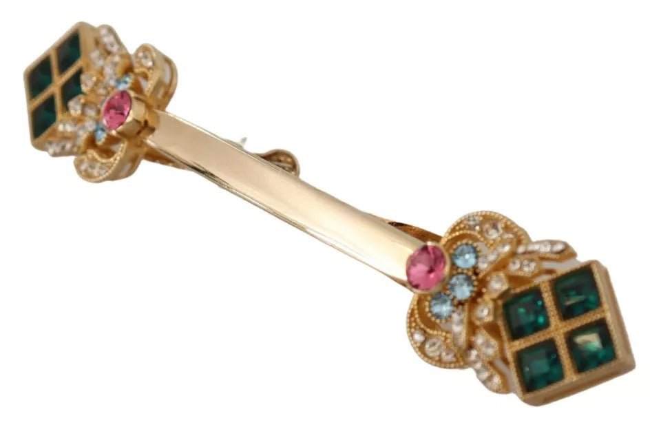 Dolce & Gabbana Gold Plated 925 Sterling Silver Crystal Collar Stop Men's Brooch