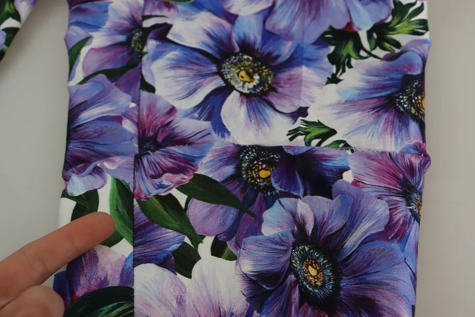 Dolce & Gabbana Purple Floral Print Tapered Cotton Women's Pants (Pre-Owned)