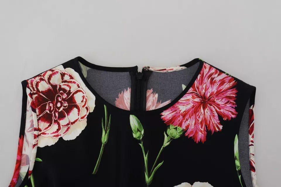 Dolce & Gabbana Black Floral Sleeveless Tank Top Silk Women's Blouse (Pre-Owned)