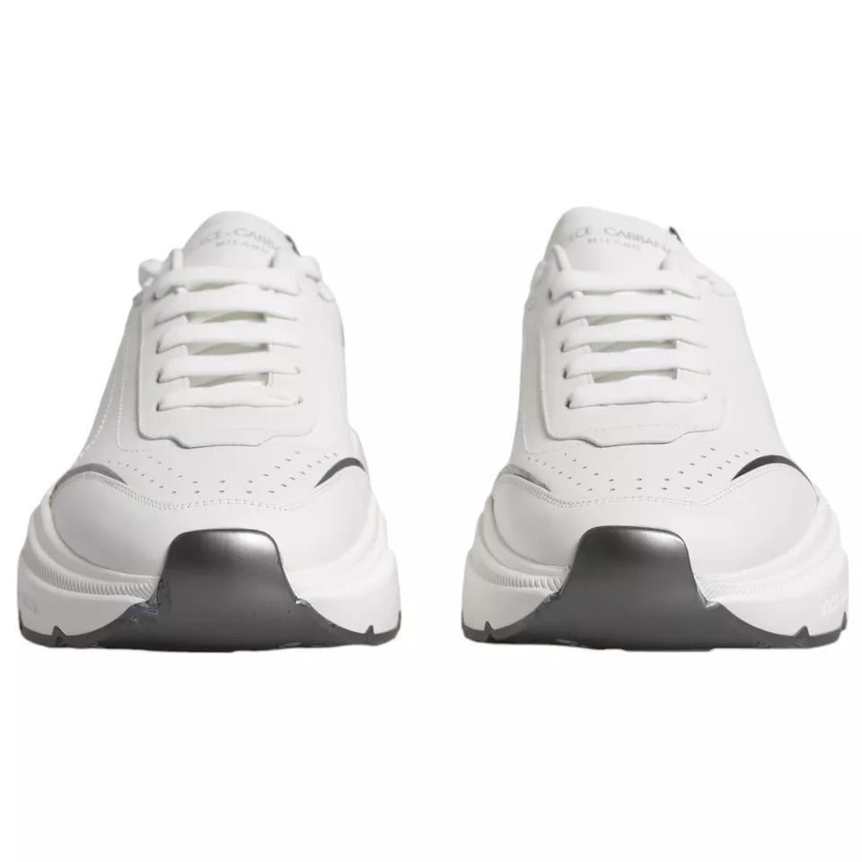 Dolce & Gabbana White Silver DAYMASTER Leather Sneakers Men Men's Shoes (Pre-Owned)