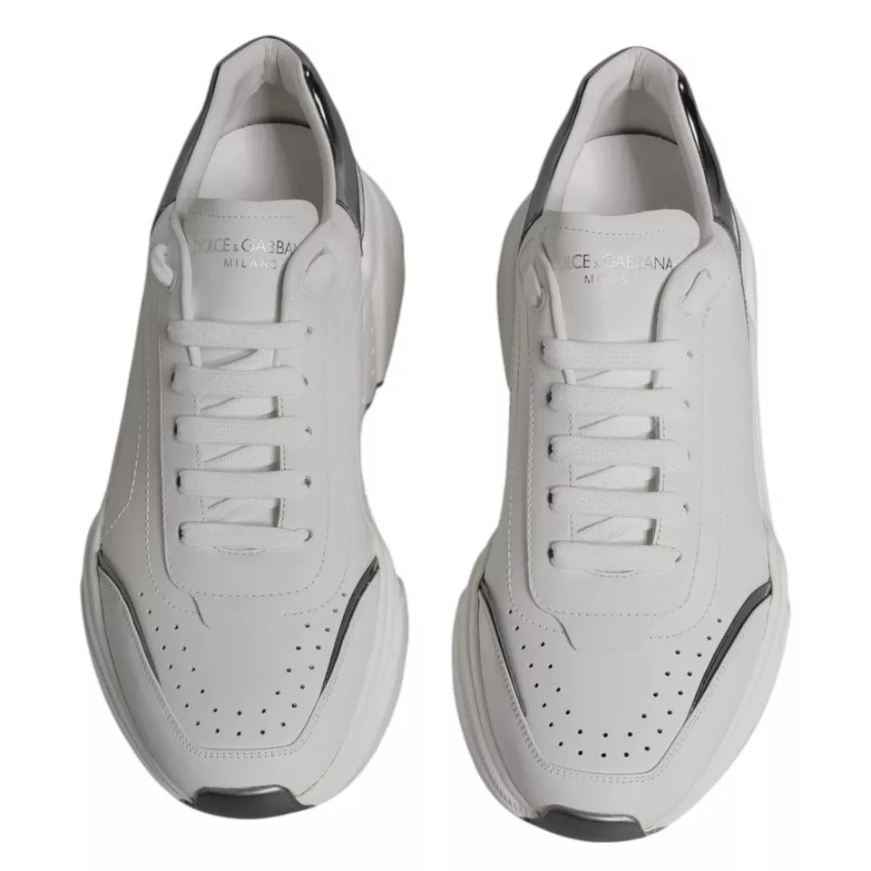 Dolce & Gabbana White Silver DAYMASTER Leather Sneakers Men Men's Shoes (Pre-Owned)