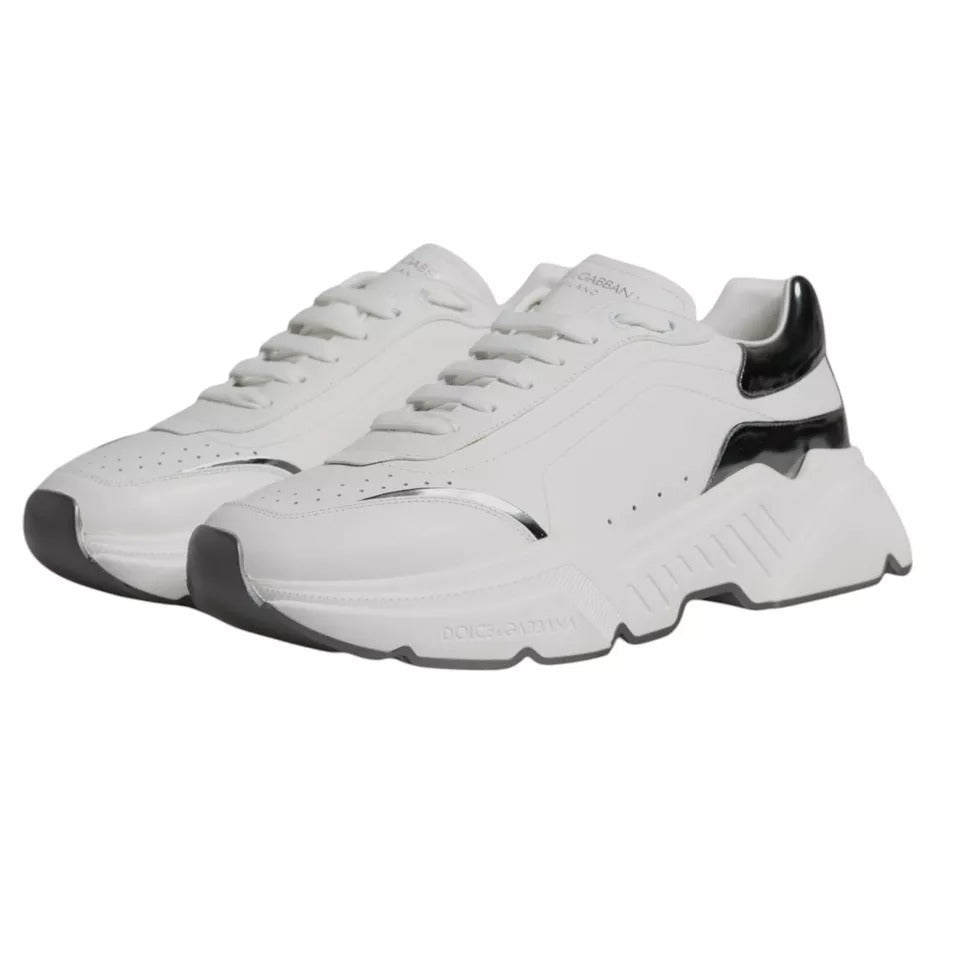 Dolce & Gabbana White Silver DAYMASTER Leather Sneakers Men Men's Shoes (Pre-Owned)