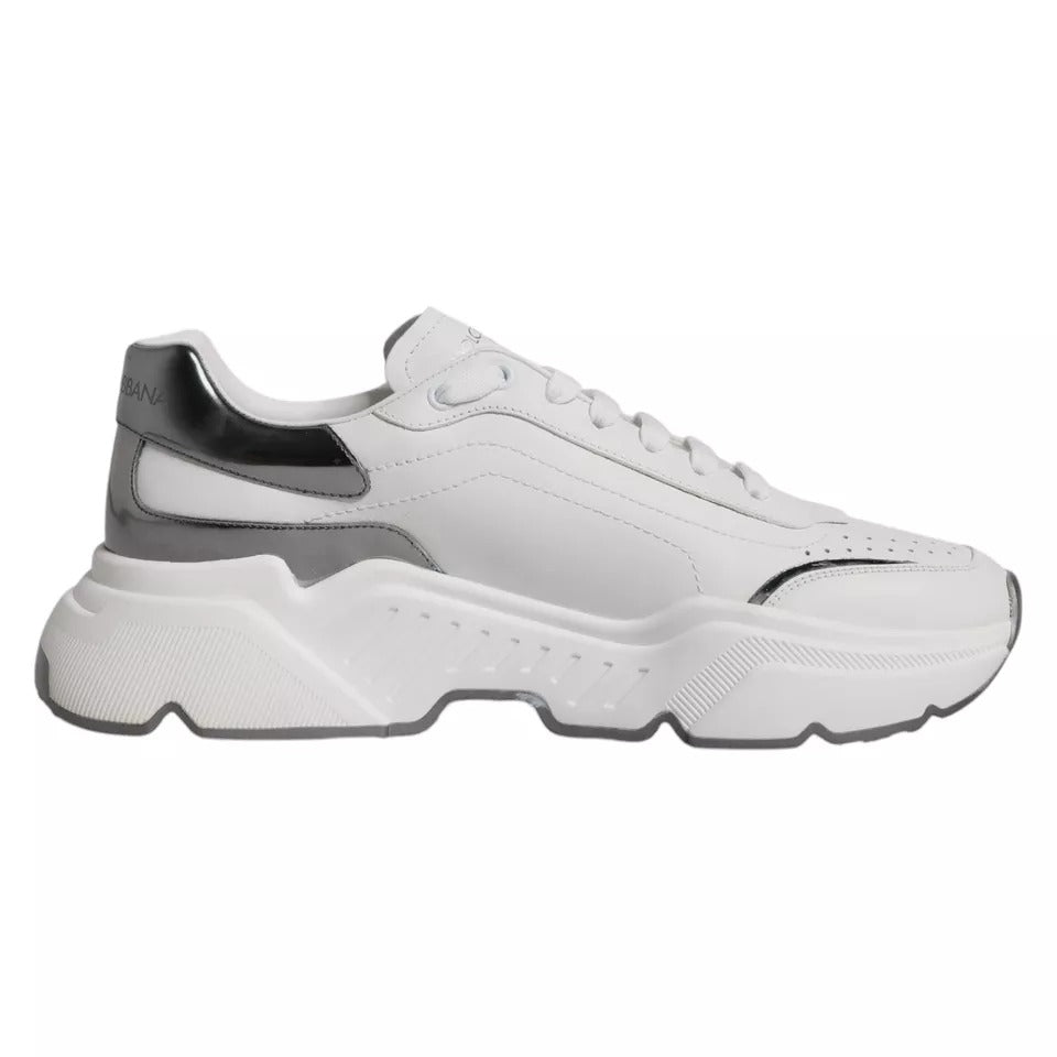 Dolce & Gabbana White Silver DAYMASTER Leather Sneakers Men Men's Shoes (Pre-Owned)