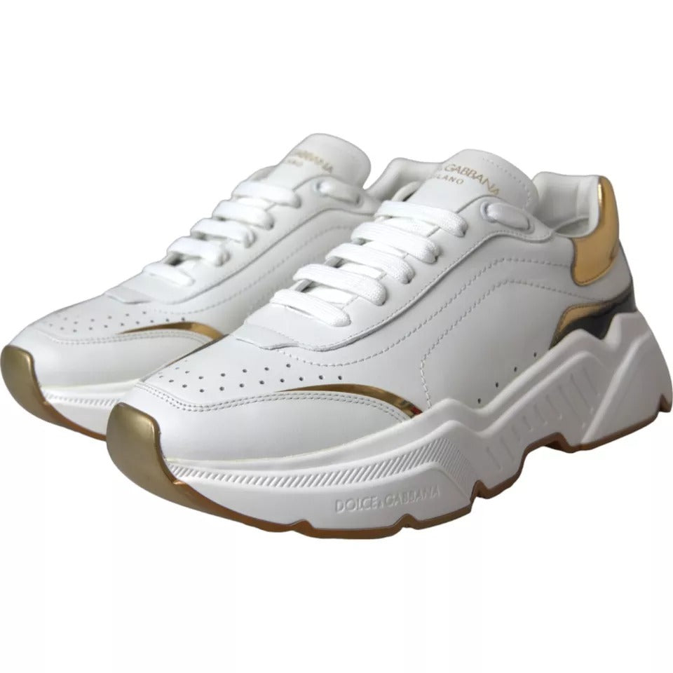 Dolce & Gabbana White Gold DAYMASTER Leather Sneakers Men Men's Shoes
