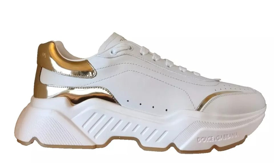Dolce & Gabbana White Gold DAYMASTER Leather Sneakers Men Men's Shoes