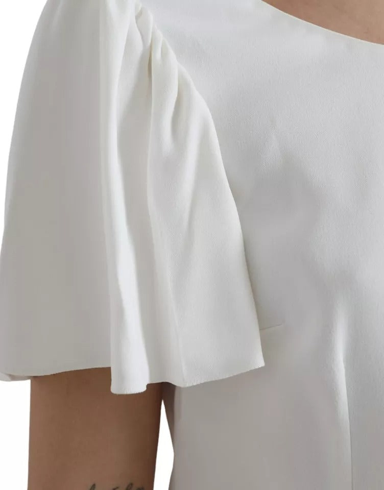 Dolce & Gabbana White Viscose Round Neck Short Sleeves Women's Top (Pre-Owned)