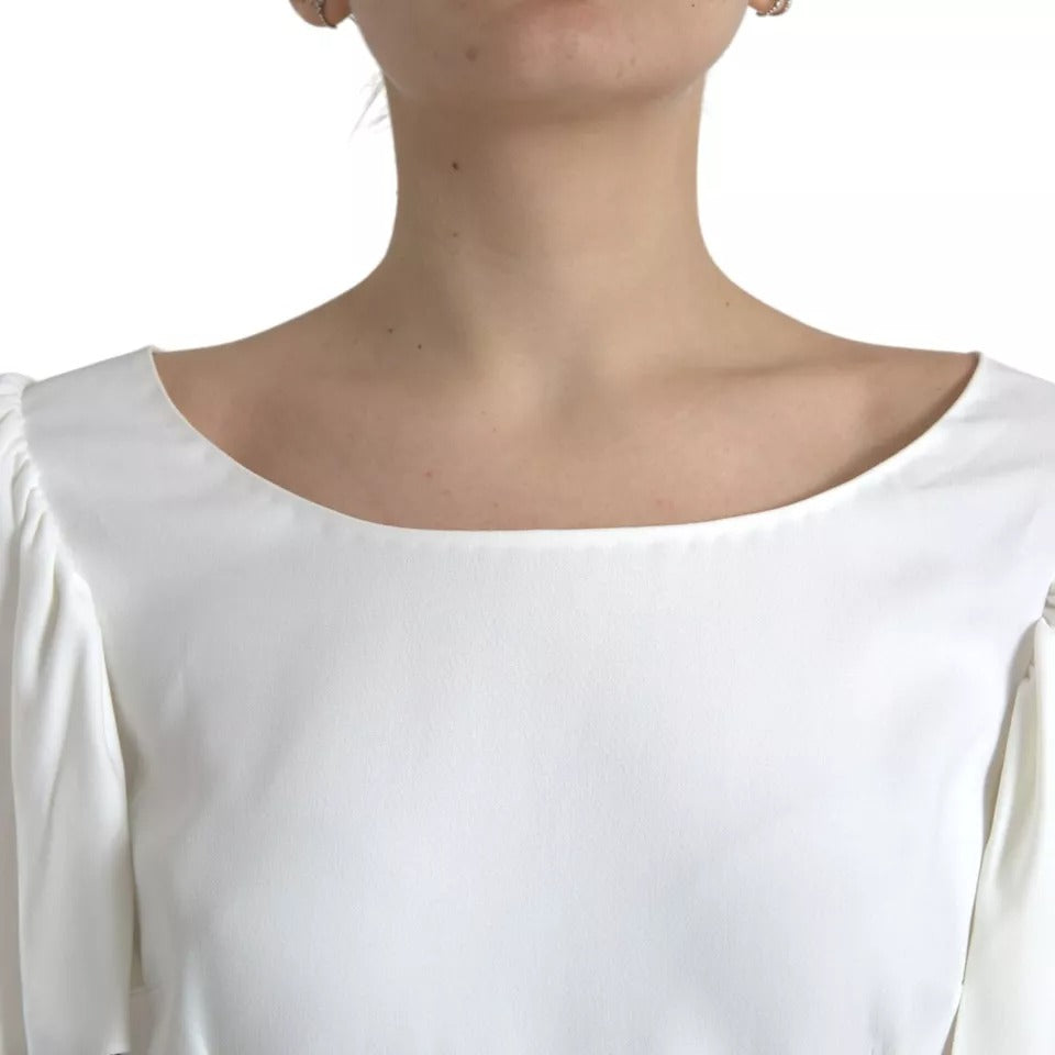 Dolce & Gabbana White Viscose Round Neck Short Sleeves Women's Top (Pre-Owned)