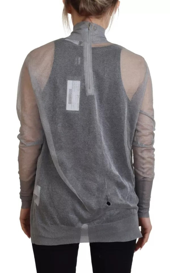 Dolce & Gabbana Gray See Through Turtleneck Pullover Women's Sweater (Pre-Owned)