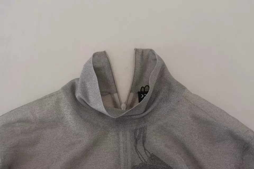Dolce & Gabbana Gray See Through Turtleneck Pullover Women's Sweater (Pre-Owned)