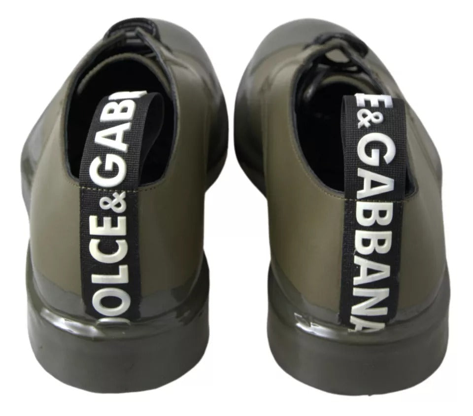 Dolce & Gabbana Green Leather Rubber Sole Dress Men's Shoes