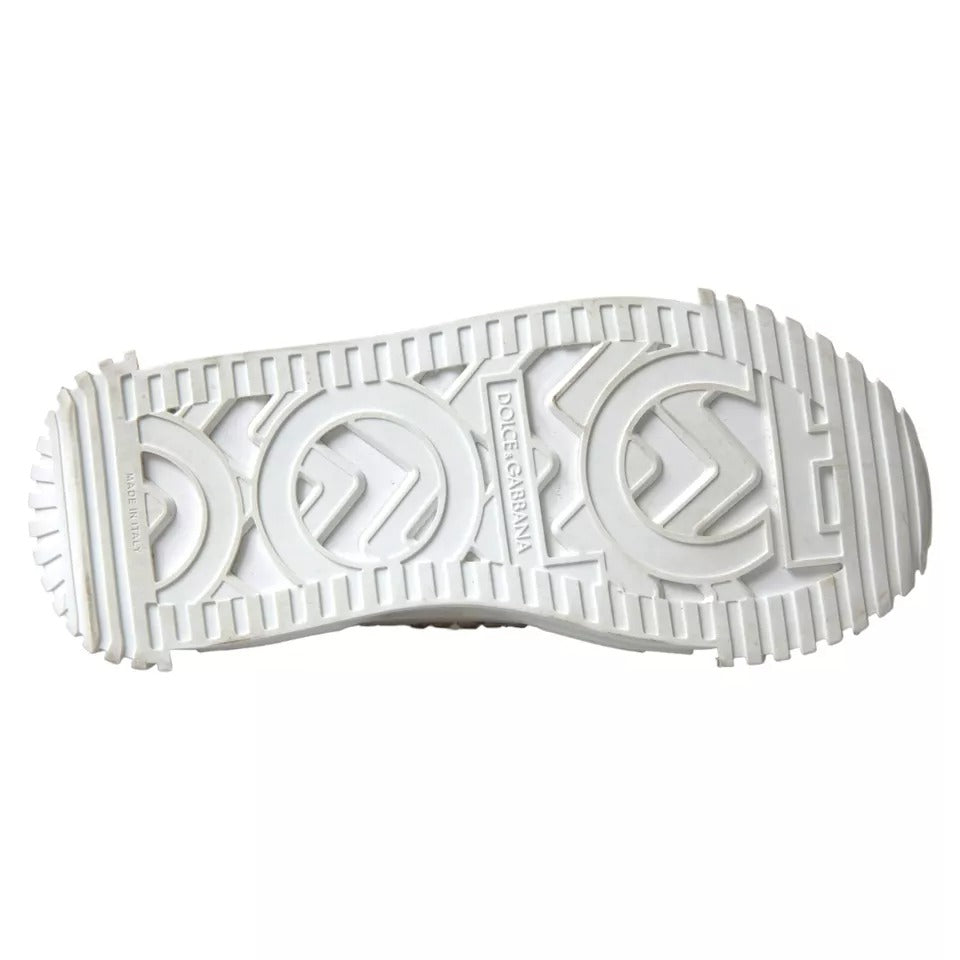 Dolce & Gabbana White NS1 Canvas Leather Embellished Sneakers Women's Shoes (Pre-Owned)