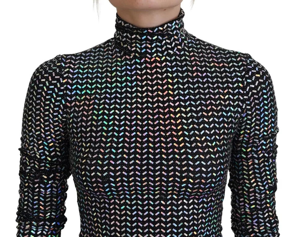 Dolce & Gabbana Black Embellished Nylon Bodycon Mini Women's Dress (Pre-Owned)