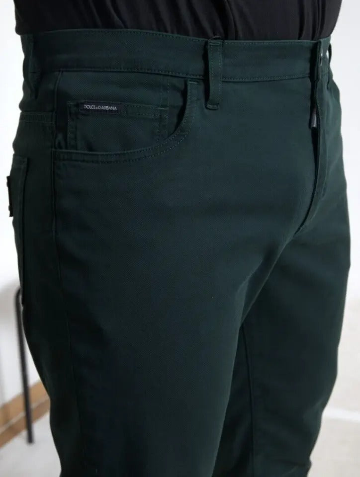 Dolce & Gabbana Green Cotton Stretch Skinny Men Denim Men's Jeans (Pre-Owned)
