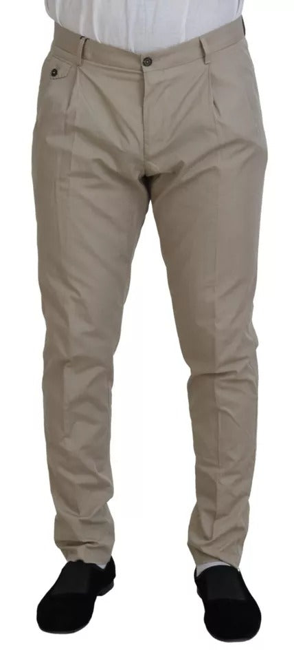 Dolce & Gabbana Beige Cotton Chino Men Formal Men's Pants (Pre-Owned)