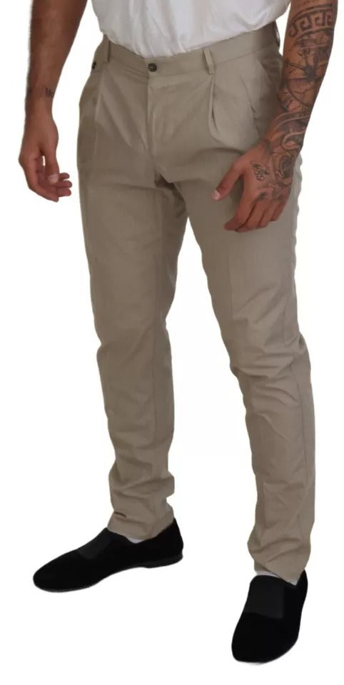 Dolce & Gabbana Beige Cotton Chino Men Formal Men's Pants (Pre-Owned)
