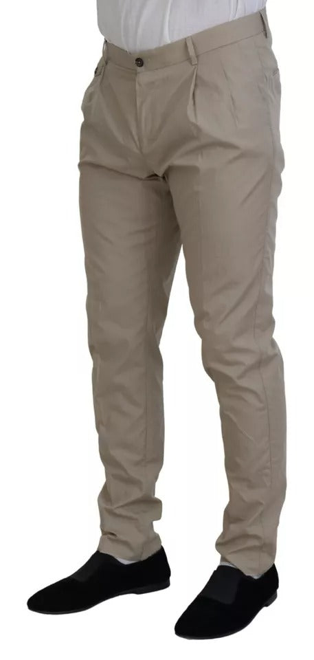 Dolce & Gabbana Beige Cotton Chino Men Formal Men's Pants (Pre-Owned)