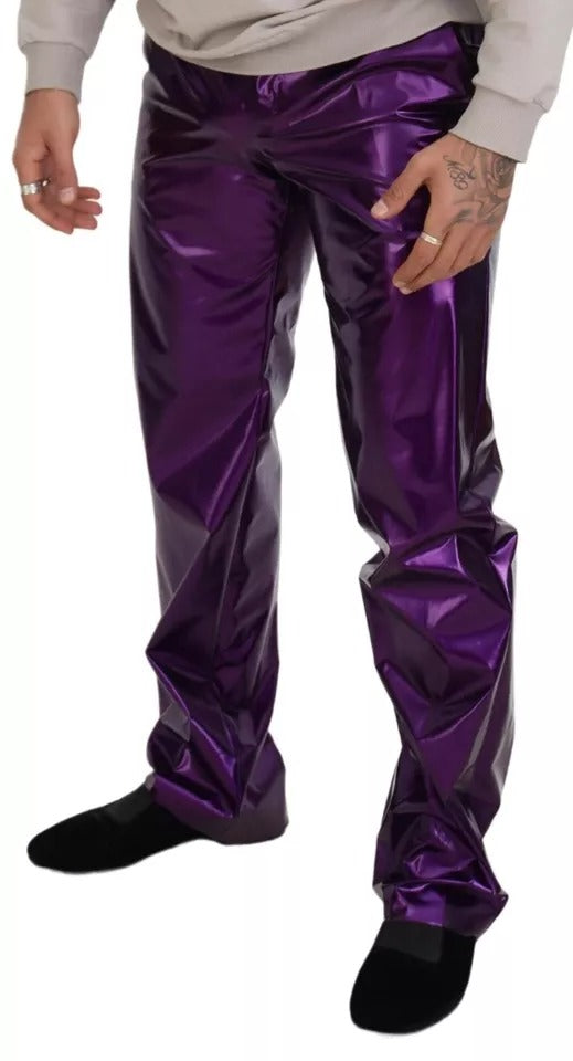 Dolce & Gabbana Purple Shining Men Casual Men's Pants (Pre-Owned)