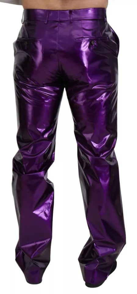 Dolce & Gabbana Purple Shining Men Casual Men's Pants (Pre-Owned)