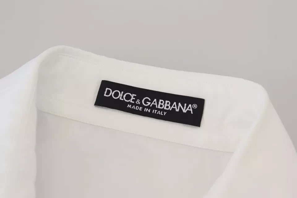 Dolce & Gabbana White Cotton Button Front Short Sleeve Women's Shirt (Pre-Owned)