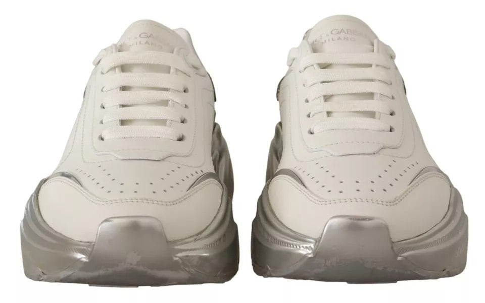 Dolce & Gabbana White Silver Leather Daymaster Sneakers Women's Shoes (Pre-Owned)