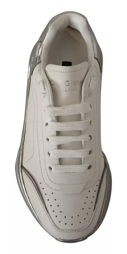 Dolce & Gabbana White Silver Leather Daymaster Sneakers Women's Shoes (Pre-Owned)