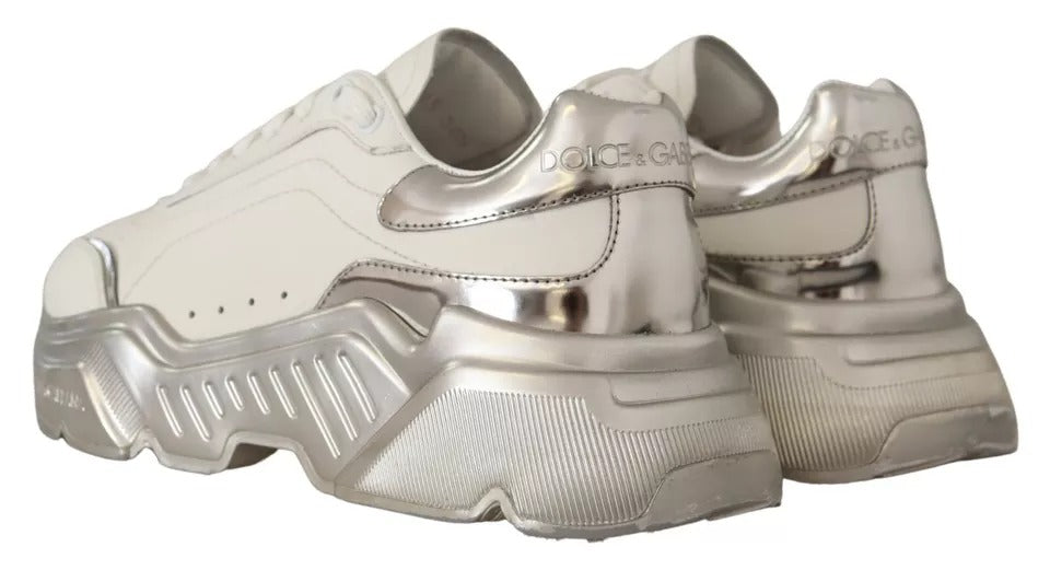 Dolce & Gabbana White Silver Leather Daymaster Sneakers Women's Shoes (Pre-Owned)