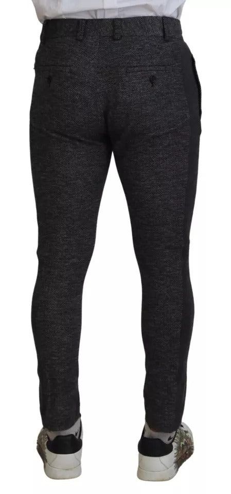Dolce & Gabbana Gray Chevron Viscose Skinny Men's Pants