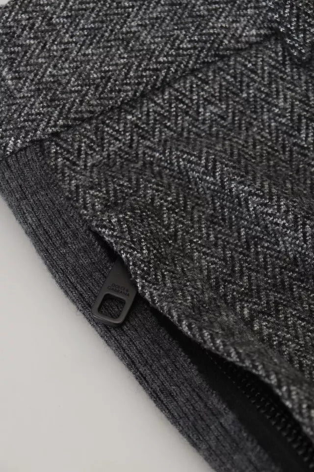 Dolce & Gabbana Gray Chevron Viscose Skinny Men's Pants