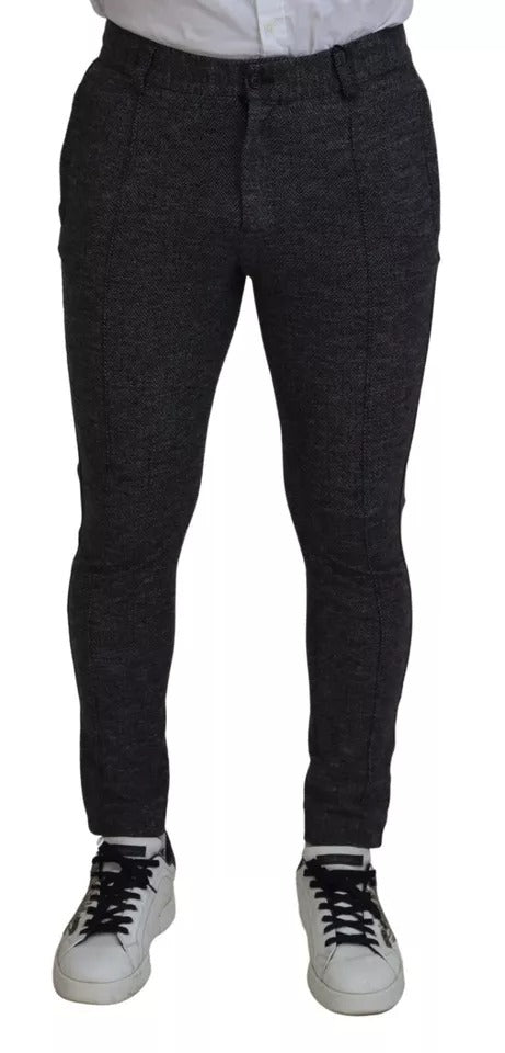 Dolce & Gabbana Gray Chevron Viscose Skinny Men's Pants