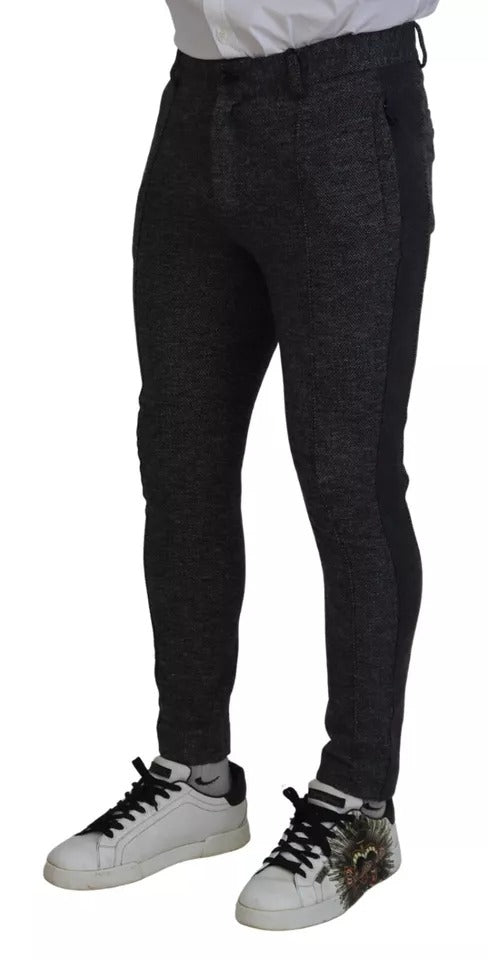 Dolce & Gabbana Gray Chevron Viscose Skinny Men's Pants