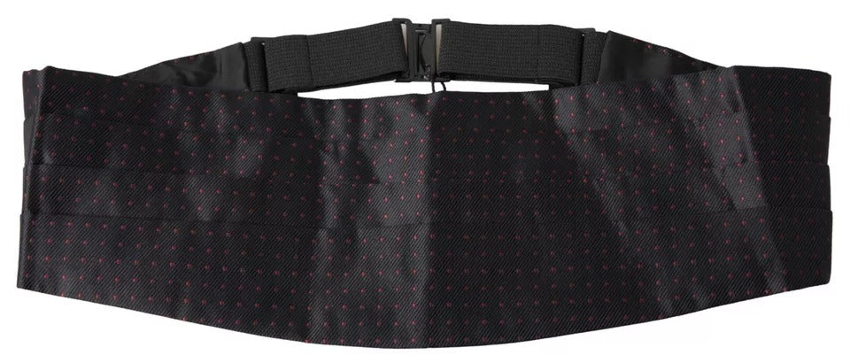 Dolce & Gabbana Black Silk Dotted Waist Tuxedo Belt Men's Cummerbund