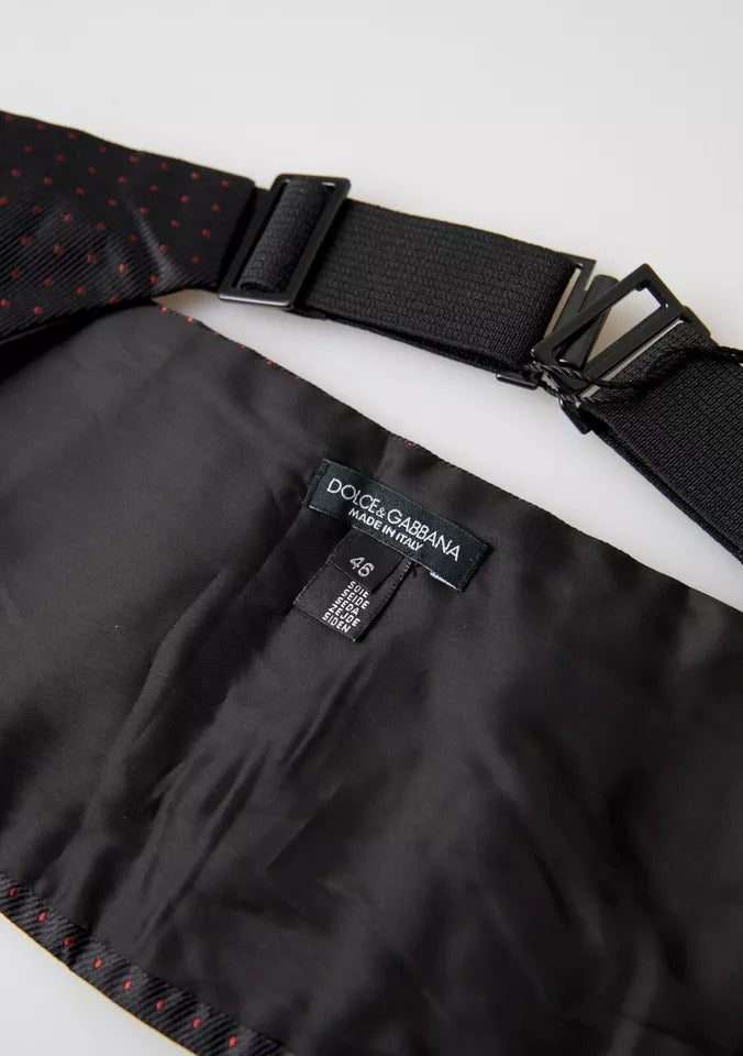 Dolce & Gabbana Black Silk Dotted Waist Tuxedo Belt Men's Cummerbund