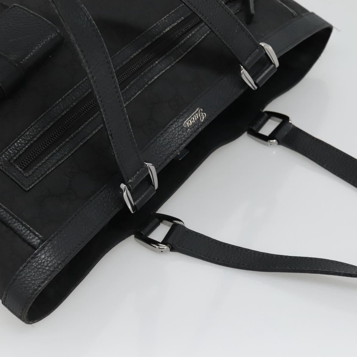 Gucci Abbey Pocket Tote Gg Canvas And Leather Black Canvas Tote Bag Bag (Pre-Owned)