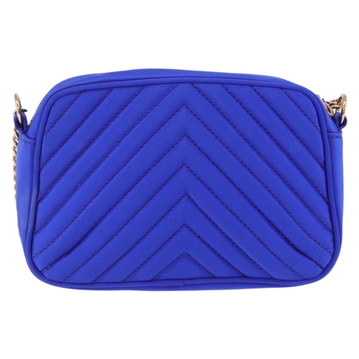 Stella Mccartney Stella Star Camera Quilted Satin Blue Satin Handbag (Pre-Owned)