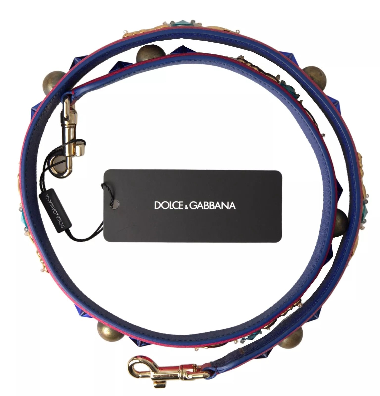 Dolce & Gabbana Pink Exotic Leather Studded Shoulder Women's Strap