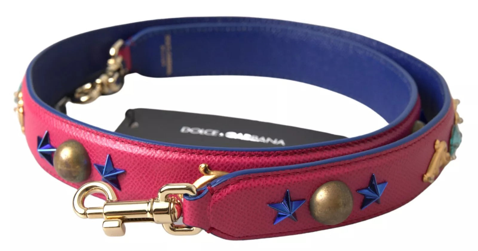Dolce & Gabbana Pink Exotic Leather Studded Shoulder Women's Strap