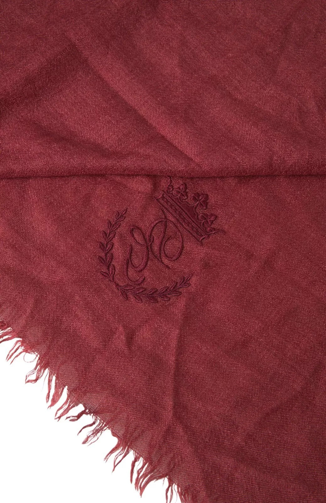 Dolce & Gabbana Maroon Cashmere Knit Wrap Shawl Fringe Scarf (Pre-Owned)