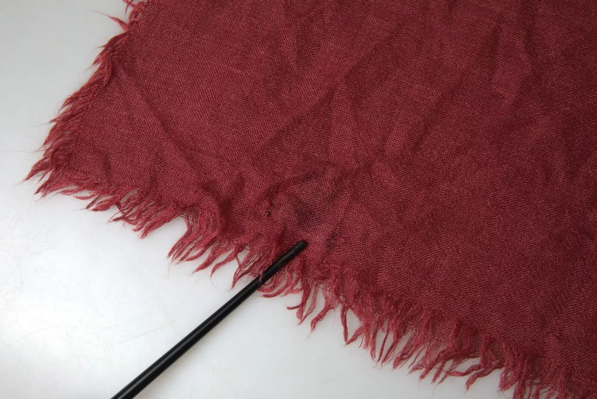 Dolce & Gabbana Maroon Cashmere Knit Wrap Shawl Fringe Scarf (Pre-Owned)